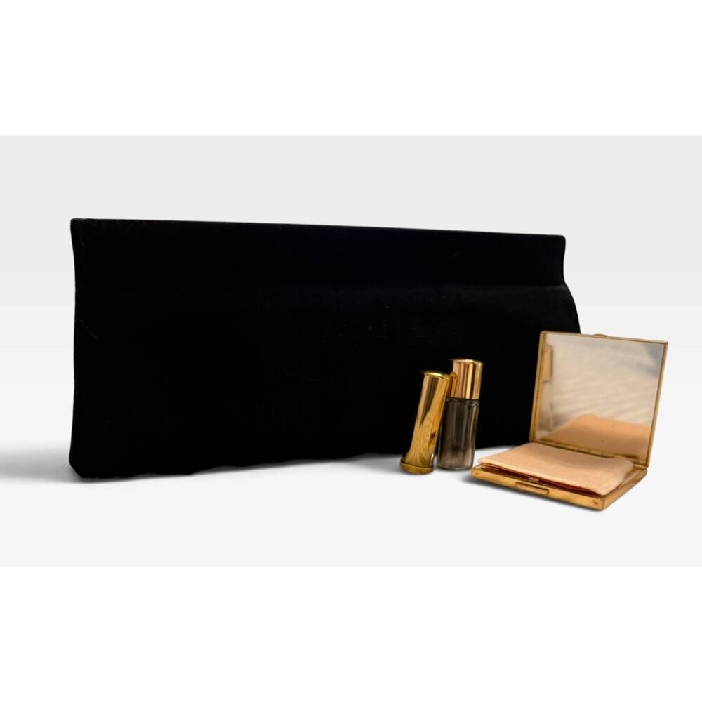 Vintage 1940’s BOBBIE JEROME Velvet Clutch Purse Compact Lipstick Perfume Cases